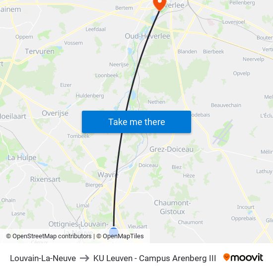 Louvain-La-Neuve to KU Leuven - Campus Arenberg III map