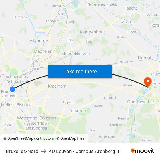 Bruxelles-Nord to KU Leuven - Campus Arenberg III map