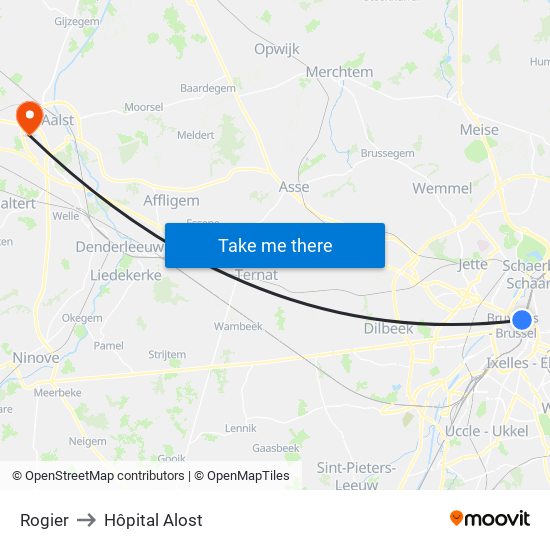 Rogier to Hôpital Alost map