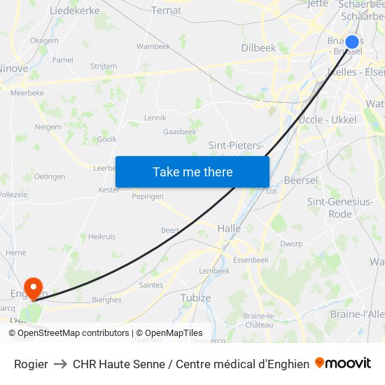 Rogier to CHR Haute Senne / Centre médical d'Enghien map