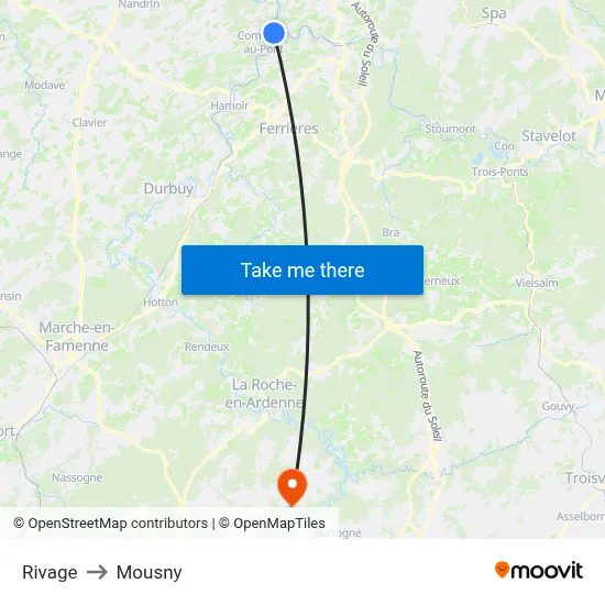 Rivage to Mousny map