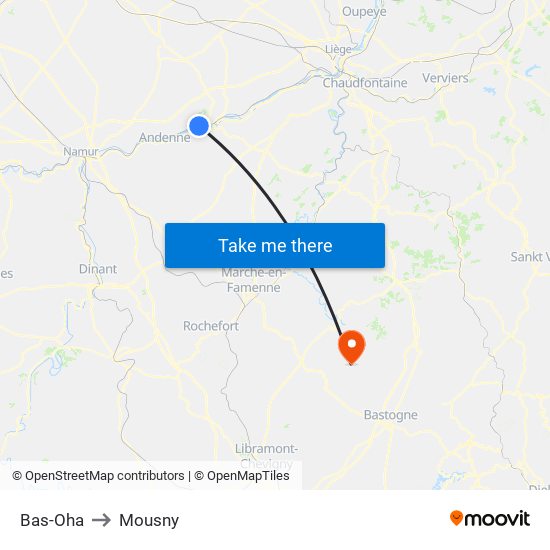 Bas-Oha to Mousny map