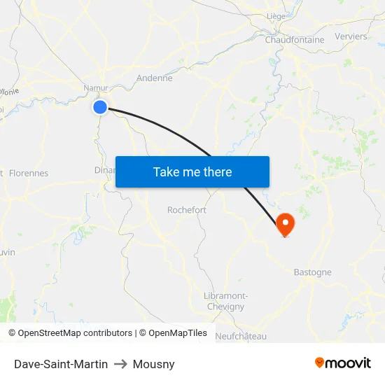 Dave-Saint-Martin to Mousny map