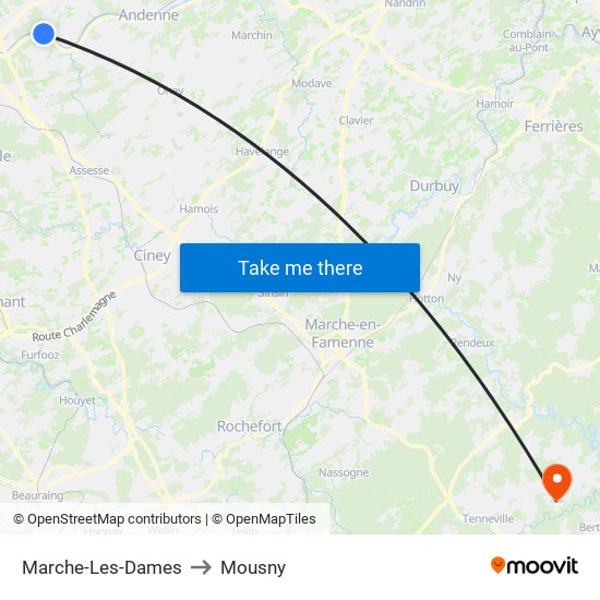 Marche-Les-Dames to Mousny map