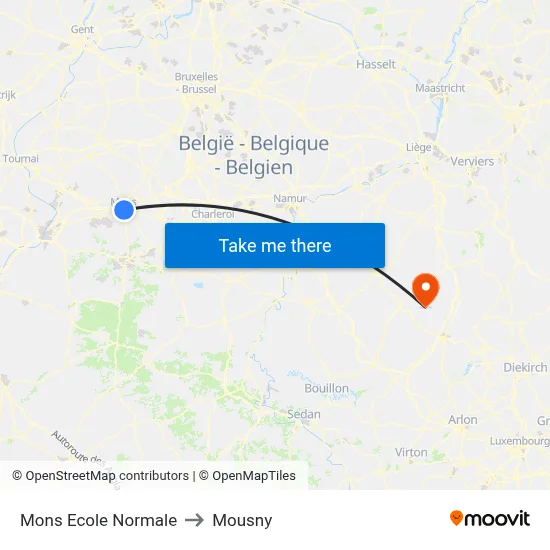 Mons Normal School to Mousny map