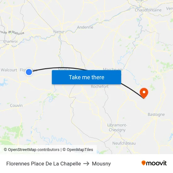Florennes Place De La Chapelle to Mousny map