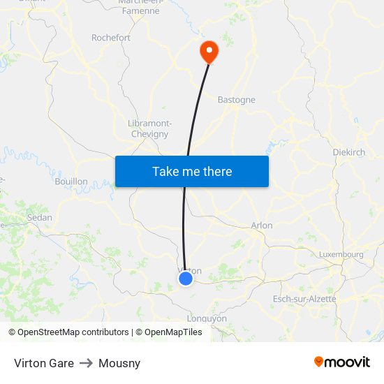 Virton Gare to Mousny map