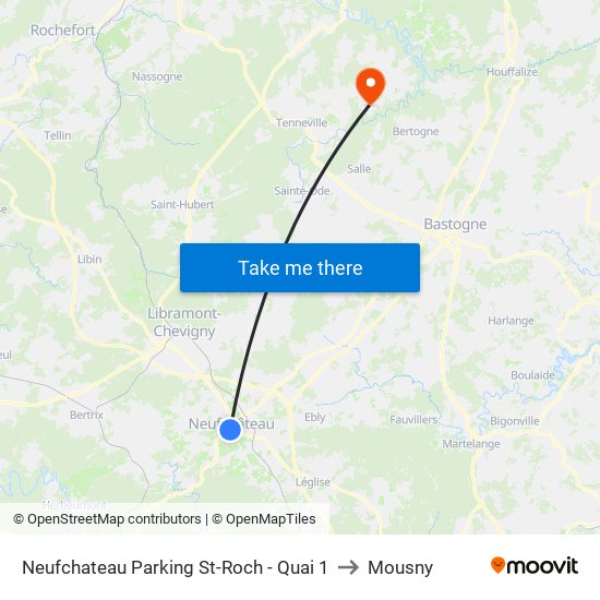 Neufchateau Parking St-Roch - Quai 1 to Mousny map