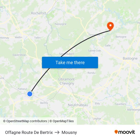 Offagne Route De Bertrix to Mousny map