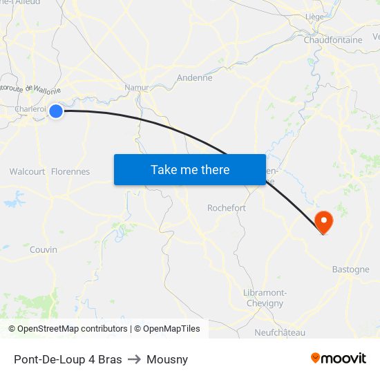 Pont-De-Loup 4 Bras to Mousny map