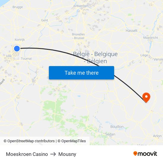 Moeskroen Casino to Mousny map