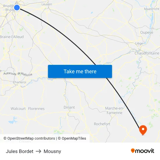 Jules Bordet to Mousny map