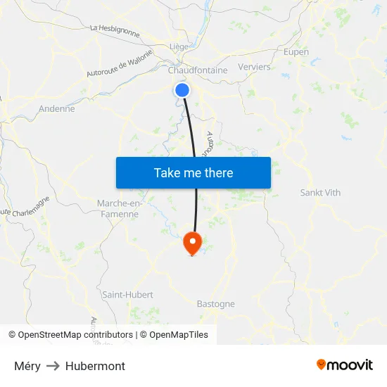 Méry to Hubermont map