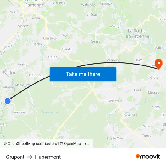 Grupont to Hubermont map