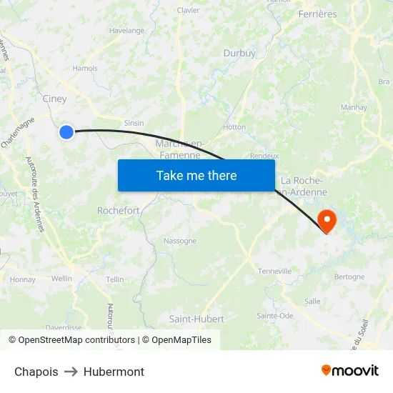 Chapois to Hubermont map