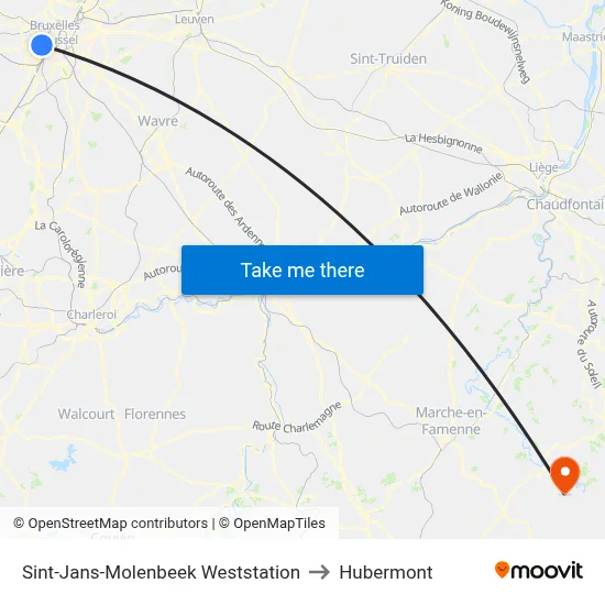 Sint-Jans-Molenbeek West Station to Hubermont map