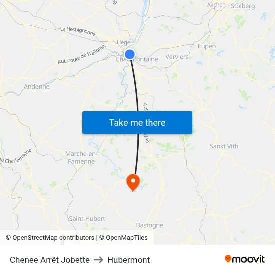 Chenee Jobette Stop to Hubermont map