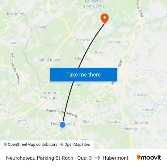 Neufchateau Parking St-Roch - Quai 3 to Hubermont map