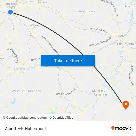 Albert to Hubermont map
