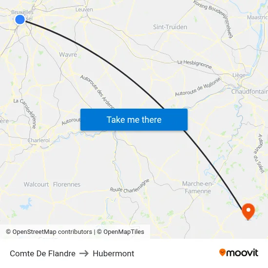 Comte De Flandre to Hubermont map