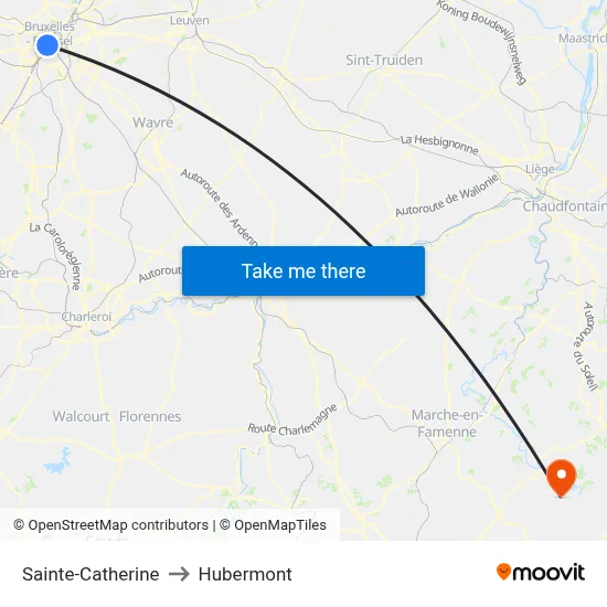 Sainte-Catherine to Hubermont map