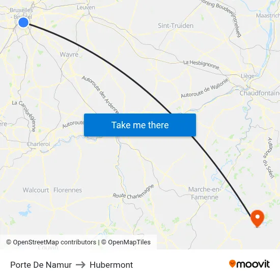 Porte De Namur to Hubermont map