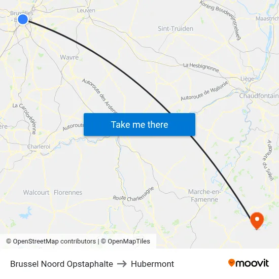 Brussels North Boarding Stop to Hubermont map