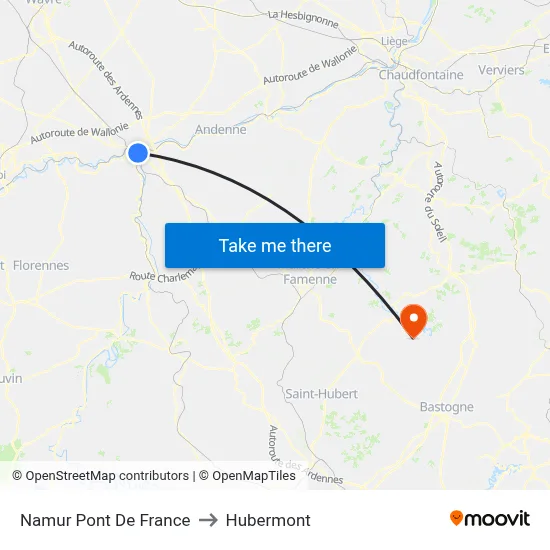 Namur France Bridge to Hubermont map
