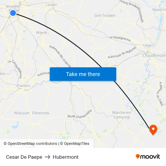 Cesar De Paepe to Hubermont map