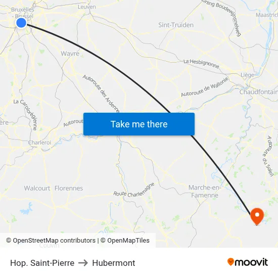 Saint-Pierre Hospital to Hubermont map
