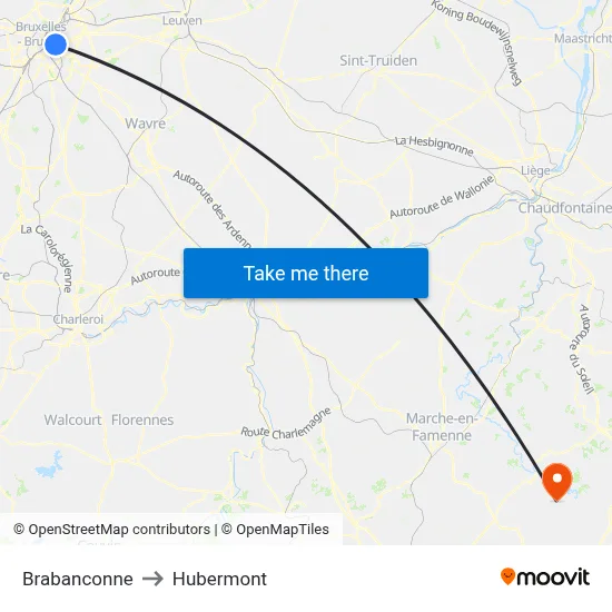 Brabanconne to Hubermont map