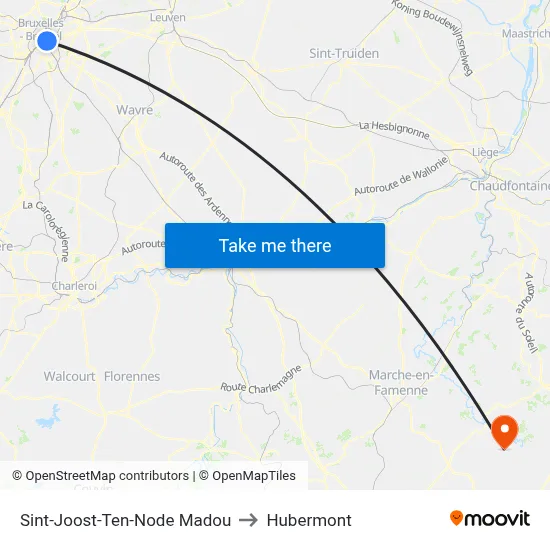 Saint-Josse-Ten-Node Madou to Hubermont map