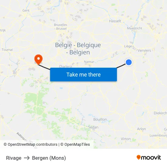 Rivage to Bergen (Mons) map
