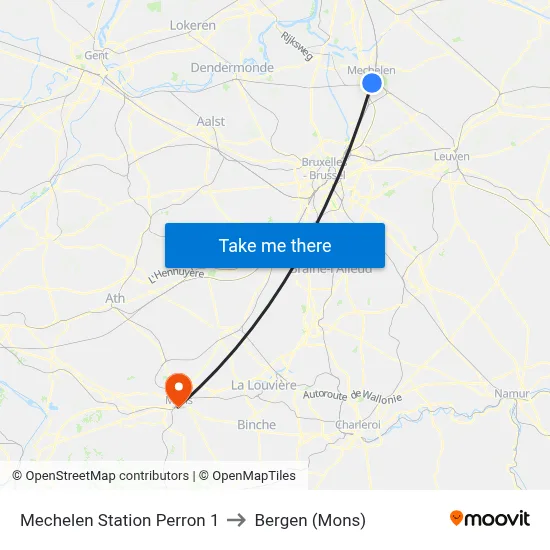 Mechelen Station Perron 1 to Bergen (Mons) map