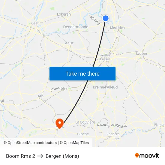 Boom Rms 2 to Bergen (Mons) map