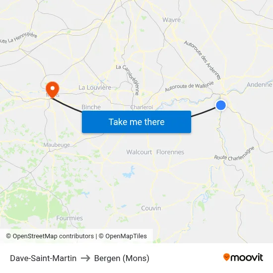 Dave-Saint-Martin to Bergen (Mons) map