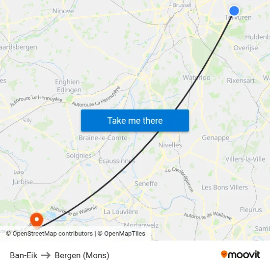 Ban-Eik to Bergen (Mons) map
