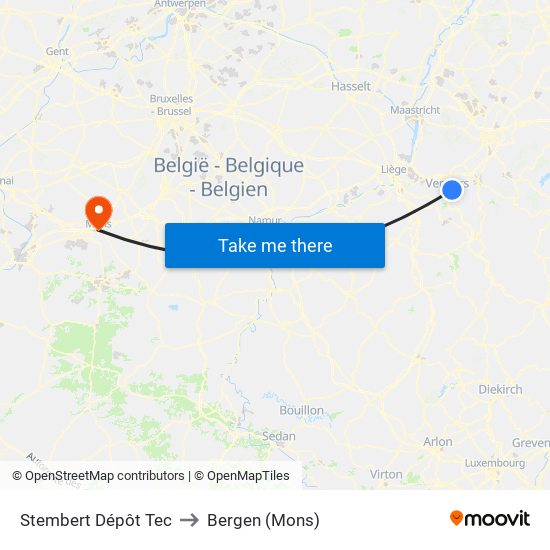 Stembert Dépôt Tec to Bergen (Mons) map