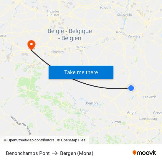 Benonchamps Pont to Bergen (Mons) map