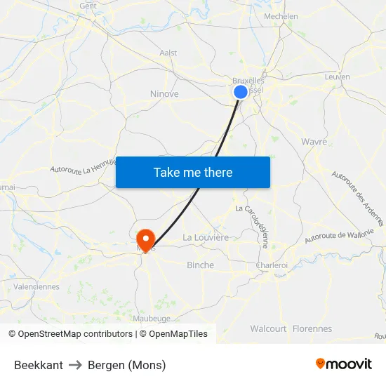 Beekkant to Bergen (Mons) map