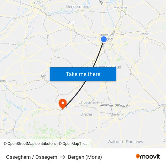 Osseghem / Ossegem to Bergen (Mons) map