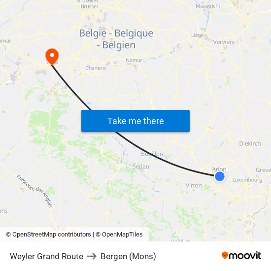 Weyler Grand Route to Bergen (Mons) map
