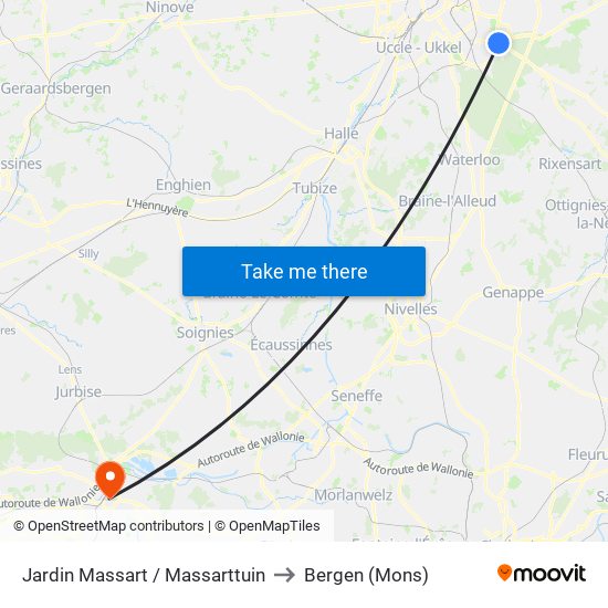 Jardin Massart / Massarttuin to Bergen (Mons) map