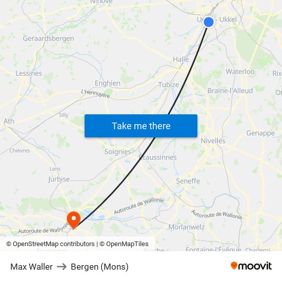 Max Waller to Bergen (Mons) map