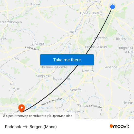 Paddock to Bergen (Mons) map