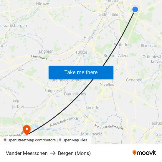 Vander Meerschen to Bergen (Mons) map