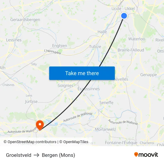 Groelstveld to Bergen (Mons) map
