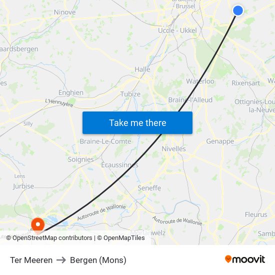 Ter Meeren to Bergen (Mons) map