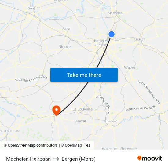 Machelen Military Road to Bergen (Mons) map