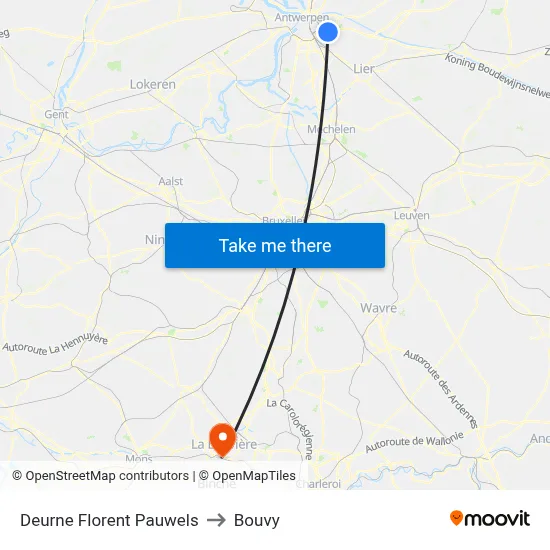 Deurne Florent Pauwels to Bouvy map